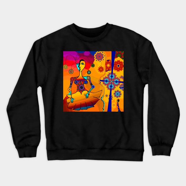 Girl With Kaleidoscope Eyes Crewneck Sweatshirt by Sarah Curtiss